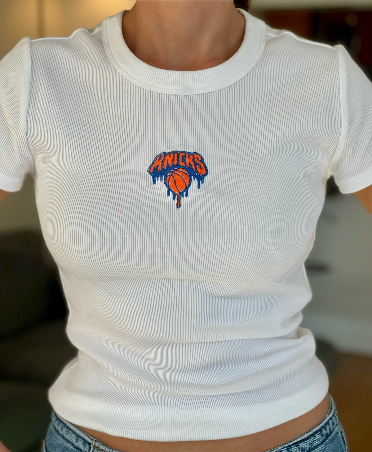 Knicks Dripping Basketball Tee